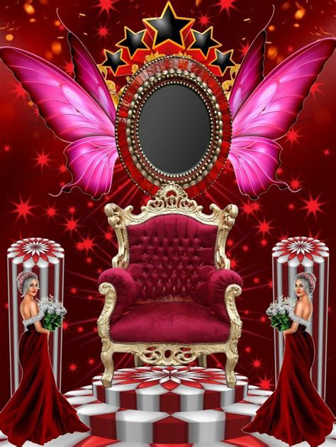 A Red Chair And Mirror In Front Of Stars