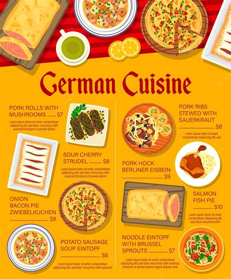 Premium Vector German Cuisine Dishes Menu Page Vector Template