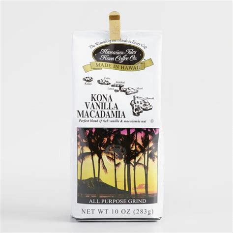 Kona Coffee Vanilla Macadamia Nut Ground 10 Oz Hawaii Coffee