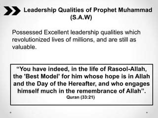 Leadership Skills Of Prophet Muhammad SAW PPT