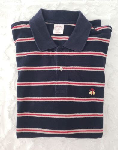 Brooks Brothers 346 Mens Large Dark Blue Red Polo Shirt Original Fit