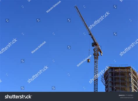 Tower Crane Lifting Concrete Bucket Pouring Stock Photo 1711937851