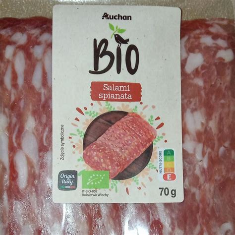 Salami spianata BIO Auchan kalorie kJ i wartości odżywcze Dine4Fit pl