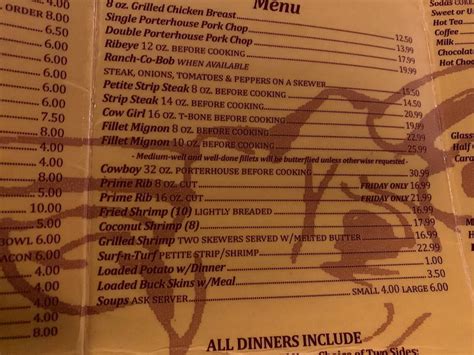 Menu At Cattle Ranch Steakhouse Sanford Sanford Ave