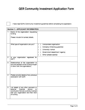 Fillable Online BQERb Community Investment Application Form Fax Email