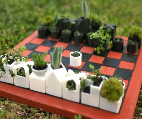 This Garden Chess Set Is Made From Different Shaped Micro Planters