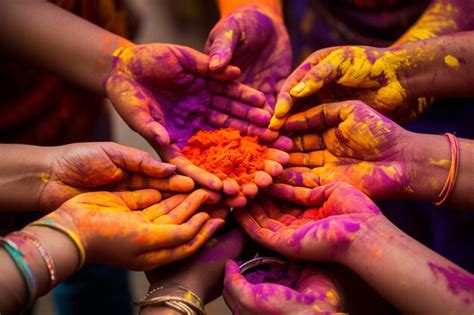 Premium Photo Vibrant Holi Hands Colorful Celebration