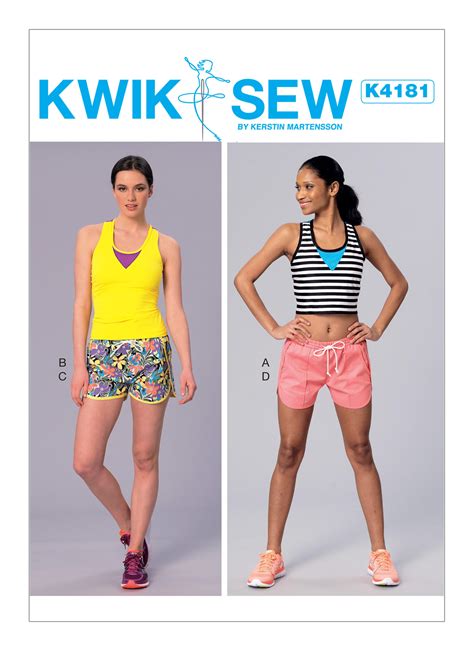 Kwik Sew 4181 Misses Racerback Tops And Drawstring Shorts