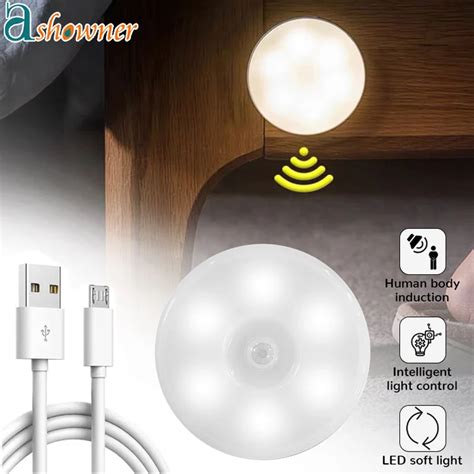 Sensor de movimento luz quarto luzes da noite led usb recarregável