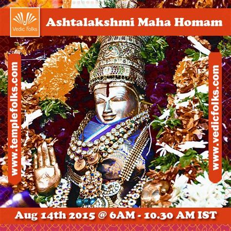 Ashtalakshmihomam Live Webcast On Tomorrow At Am To Am Ist