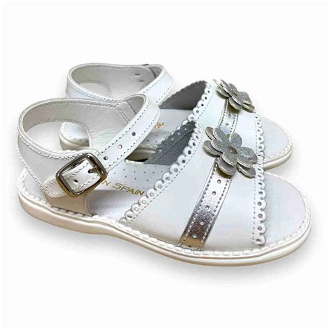 Sandalias Ni A Blanca Plata Flor Glitter Aladino