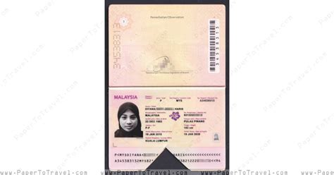 Datapage And Page 3 Malaysia International Passport — Model I 2015 — 2020 5 Year Validity