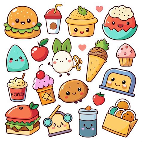 Premium Vector | Cute food stickers