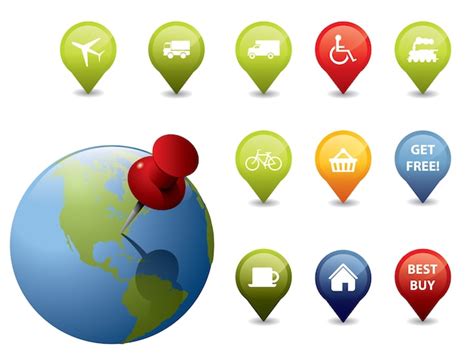 Iconos Y Signos De Gps Vector Premium