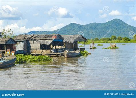 Makong River At Kampong Chhnang Province Of Cambodia Stock Photo