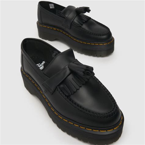 Womens Black Dr Martens Adrian Loafer Quad Flat Shoes Schuh