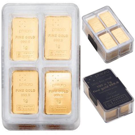 Goldbarren UnityBox 100 X 1 G Philoro Gold