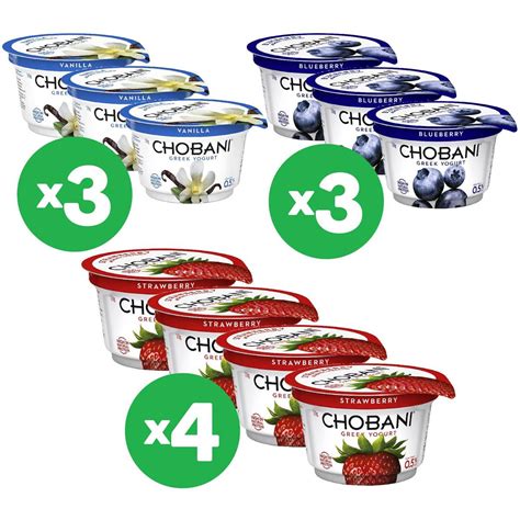 Chobani Greek Pots Yoghurt 170gx3 Assorted Bundle Vanilla Strawberry