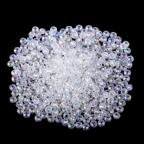 1000pcs/lot 4MM Transparent Cut Faceted Plastic DIY Hole Beads ...