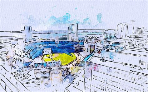 Sketch 512 San Diego Petco Park Baseball Stadium California Usa