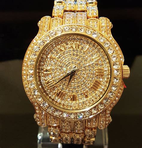 18K GOLD PLATED ICED OUT SIMULATED DIAMOND WATCH – FANATICS365