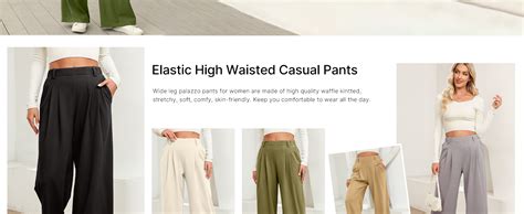 Evaless Women S Wide Leg Pants Elastic High Waisted Waffle Knit Casual