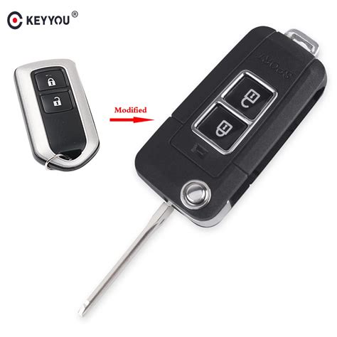 KEYYOU 2 Buttons Modified Flip Folding Remote Key Case Shell For Toyota