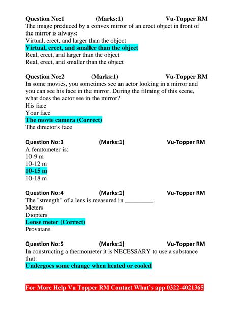 Solution Phy Latest Mcq S Final Term By Vu Topper Rm Studypool