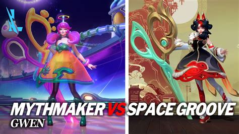 Gwen Mythmaker Vs Space Groove Skins Comparison Wild Rift Youtube