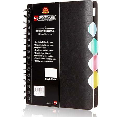 BILT Matrix Premium 5 Subject Notebook A5 70 GSM 300 Pages Single