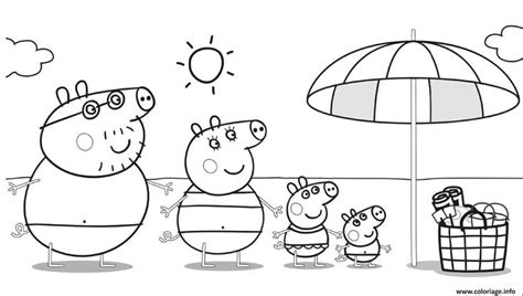 Coloriage Peppa Pig Sur La Plage Pour Profiter Du Soleil Dessin Peppa