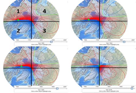 Main Areas In North Hemisphere According To Magnetic Declination