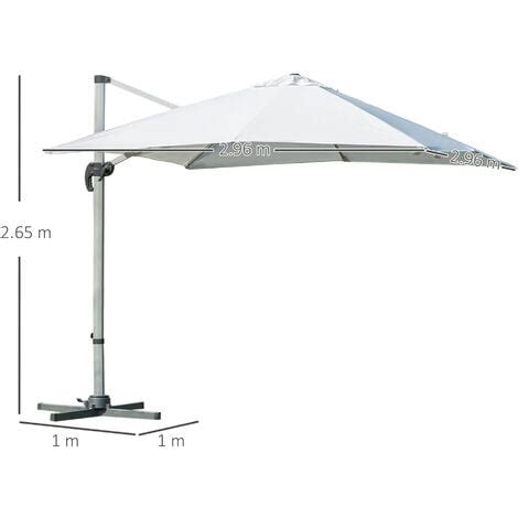 Outsunny 3 X 3 M Cantilever Roma Parasol Garden Umbrella With Cross