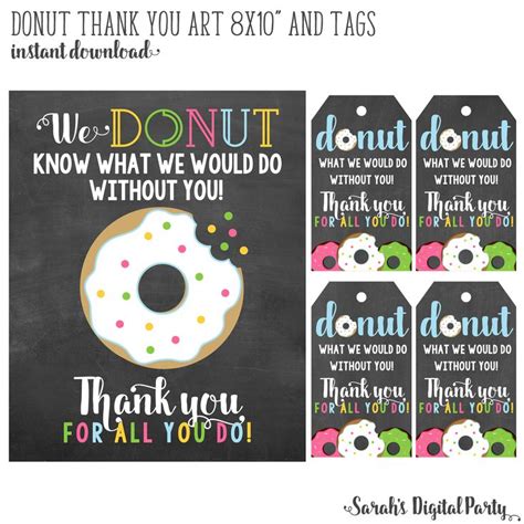 8x10 Donut Thank You Art And Tags Digital You Print Your Own Etsy