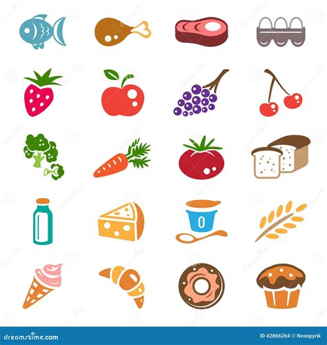 Food Icons Set Stock Vector Illustration Of Grain Milk