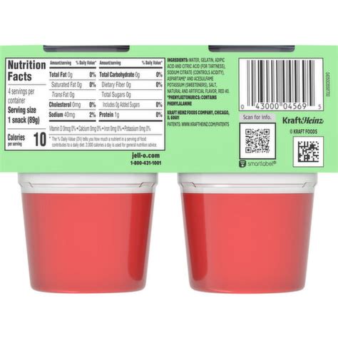 jell   sugar  calorie strawberry kiwi gelatin snacks smart