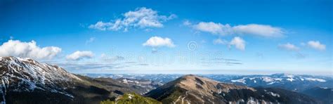 Panoramic Scenery of Mountains and Valleys Stock Photo - Image of white ...