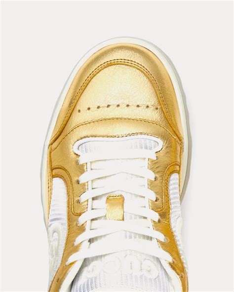 Gucci Mac80 Leather Metallic Gold Low Top Sneakers Sneak In Peace