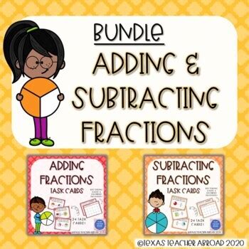 Adding Subtracting Fractions Task Cards Bundle A E H