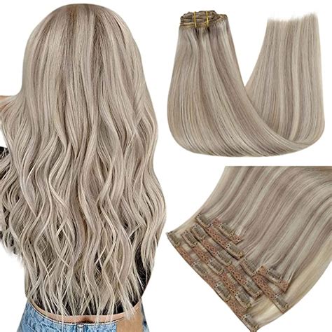 Amazon Runature Blonde Hair Extensions Clip In Platinum Blonde