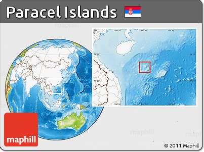 Free Physical Location Map of Paracel Islands, highlighted continent