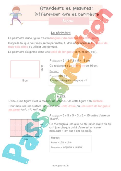 Le On Trace Crite Cours Aires Cm Pdf Gratuit Imprimer