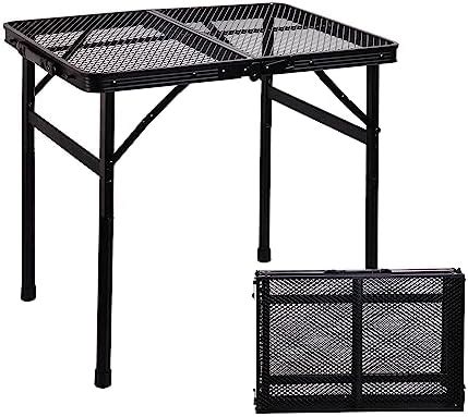 ALZEROOE Mesa plegable de metal pequeña parrilla de camping barbacoa