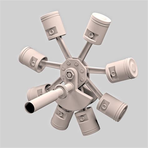 Animated Radial Engine 3d Model