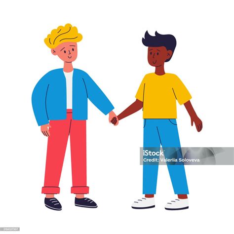 Two Men Holding Hands Pride Month Stock Illustration Download Image