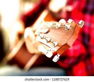 Closeup Wooden Fretboard Acoustic Guitar Stock Photo 1188737629