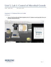 Unit Lab Control Of Microbial Growth Lab Write Up Docx Unit