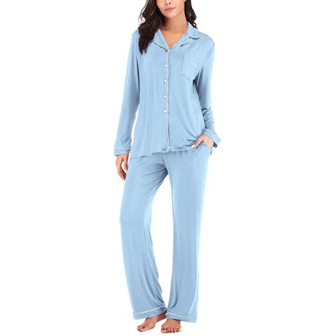 Afdoent Womens Nightgown Female Pure Color Cotton Long Sleeve Pajamas Slim Homewear Tops Pants