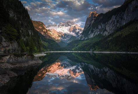 Nature Lake Reflection Forest Alps Photography Clouds Snow