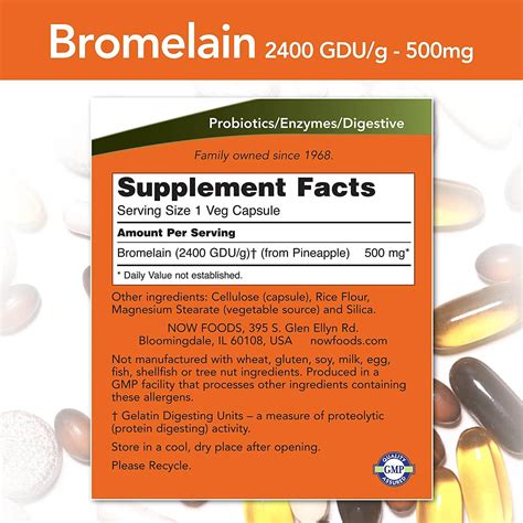 Now Bromelain 500 Mg 120 Veg Capsules مكمل غذائي لدعم صحة الجهاز الهضمي